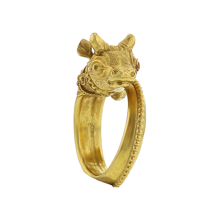 Bague Lalaounis Animal Head en or jaune - Detail D1