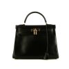 Hermes Kelly 32 cm handbag in black box leather - 360 thumbnail