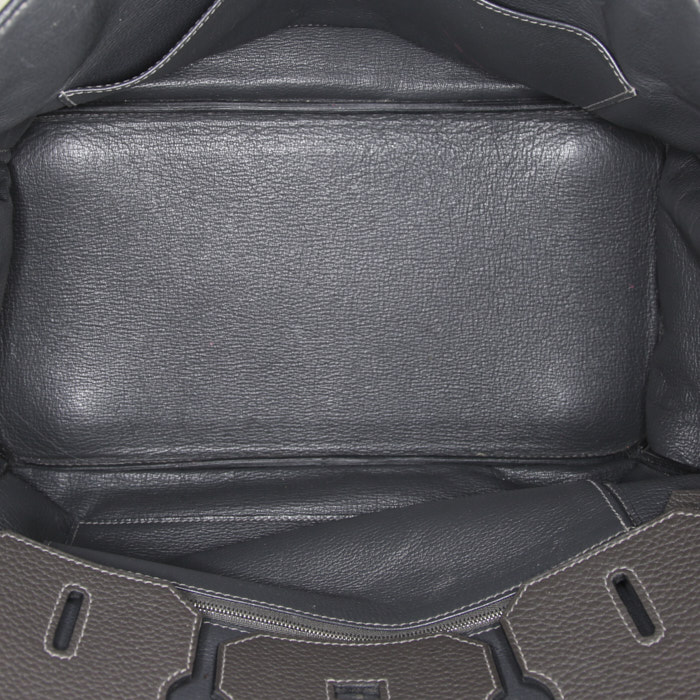 Borsa Hermes Birkin 35 cm in pelle togo grigio Graphite - Detail D2