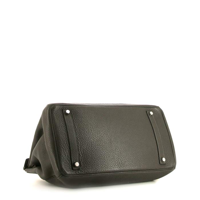 Borsa Hermes Birkin 35 cm in pelle togo grigio Graphite - Detail D5