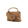 Saint Laurent College shoulder bag in taupe chevron quilted leather - 00pp thumbnail