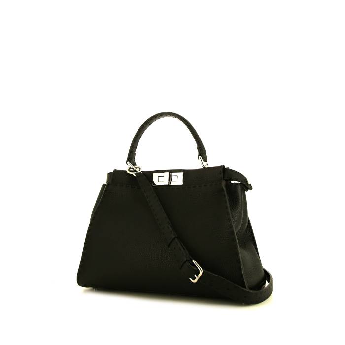 Fendi Peekaboo medium model handbag in black leather - 00pp
