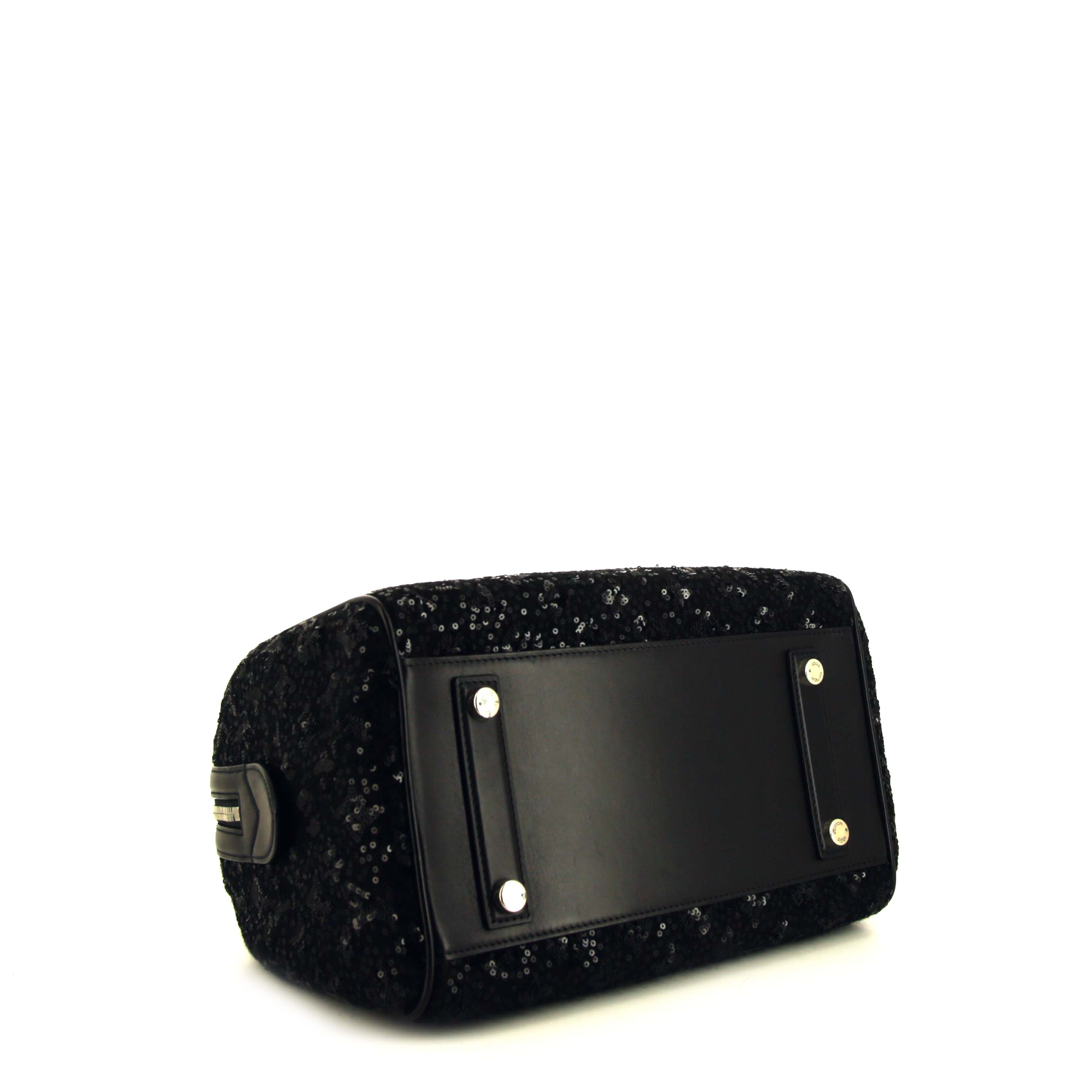 Sac à main Louis Vuitton Speedy 30 cm Editions Limitées en sequin noir et cuir noir - Detail D4