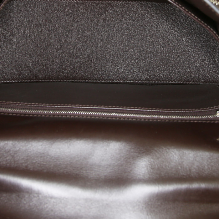 Borsa Hermes Kelly Lakis 28 cm in pelle Swift marrone e tela marrone - Detail D3