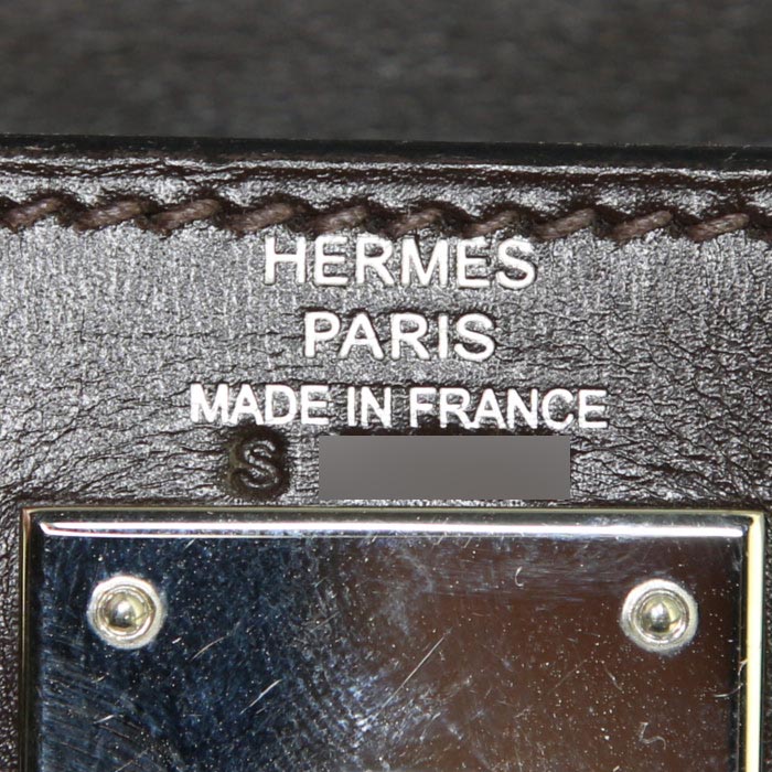 Hermes Kelly Lakis 28 cm handbag in brown Swift leather and brown canvas - Detail D4