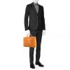 Hermes Plume briefcase in gold epsom leather and orange piping - Detail D1 thumbnail