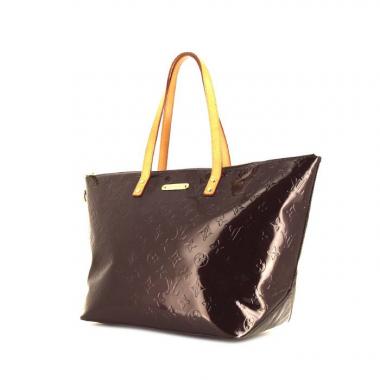 Borsa Louis Vuitton Bellevue modello grande in pelle verniciata monogram bordeaux e pelle naturale