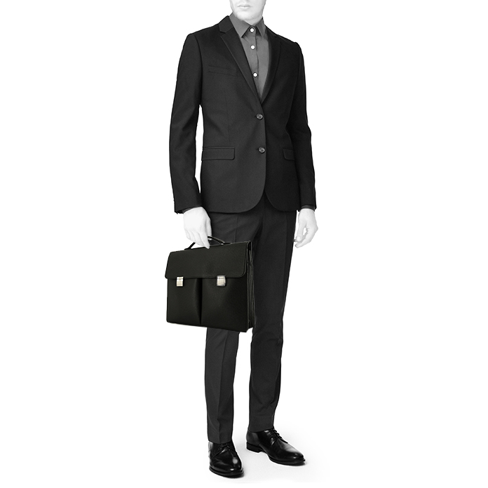 Louis Vuitton Porte documents Voyage briefcase in grey taiga leather - Detail D1