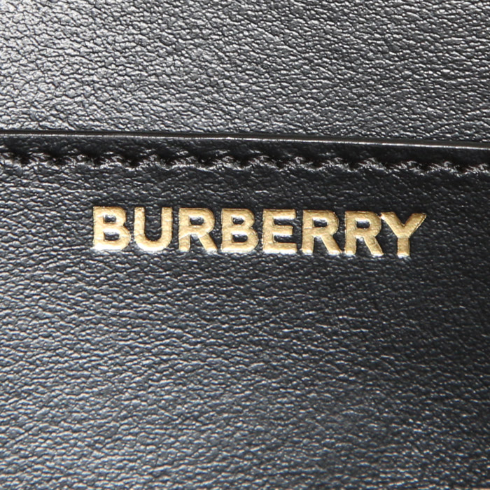 Burberry TB clutch-belt in brown monogram canvas and black leather - Detail D3