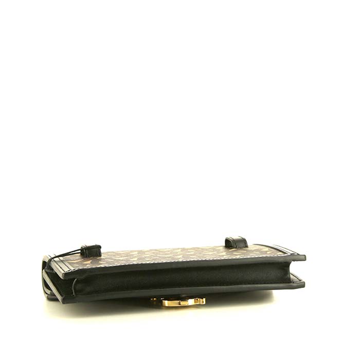 Burberry TB clutch-belt in brown monogram canvas and black leather - Detail D4