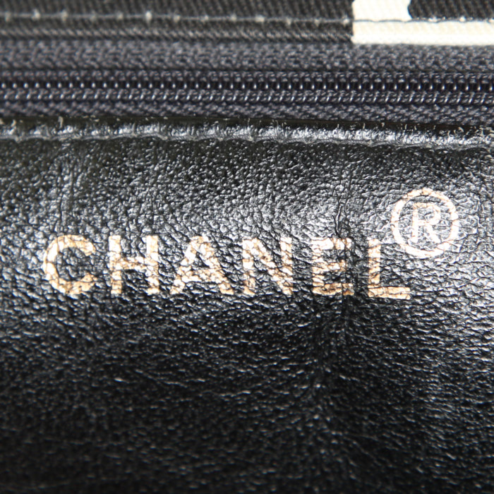 Shopping bag Chanel Grand Shopping in tela siglata nera e bianca - Detail D3