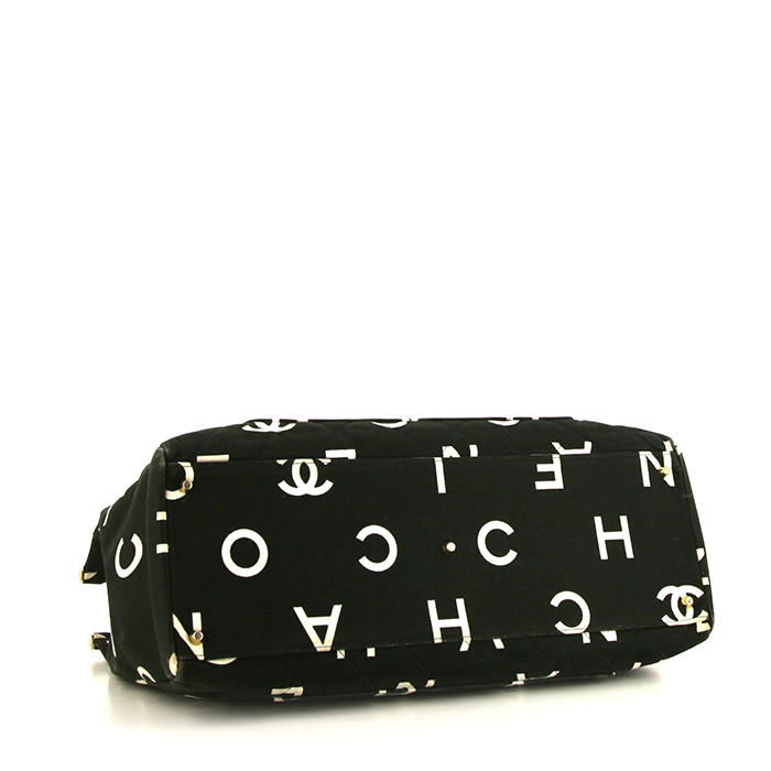 Bolso Cabás Chanel Grand Shopping en lona monogram negra y blanca - Detail D4