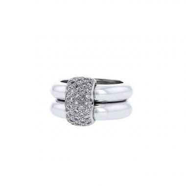 Bague articulée Chaumet Duo en or blanc et diamants
