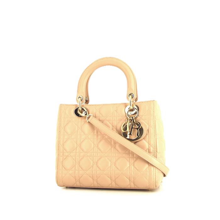 Dior Lady Dior medium model handbag in beige leather cannage - 00pp
