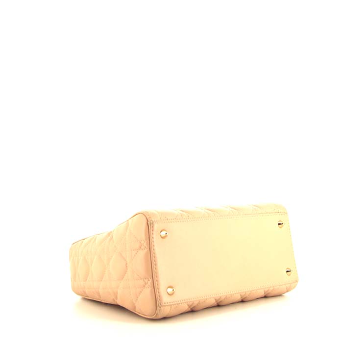 Bolso de mano Dior Lady Dior modelo mediano en cuero cannage beige - Detail D5