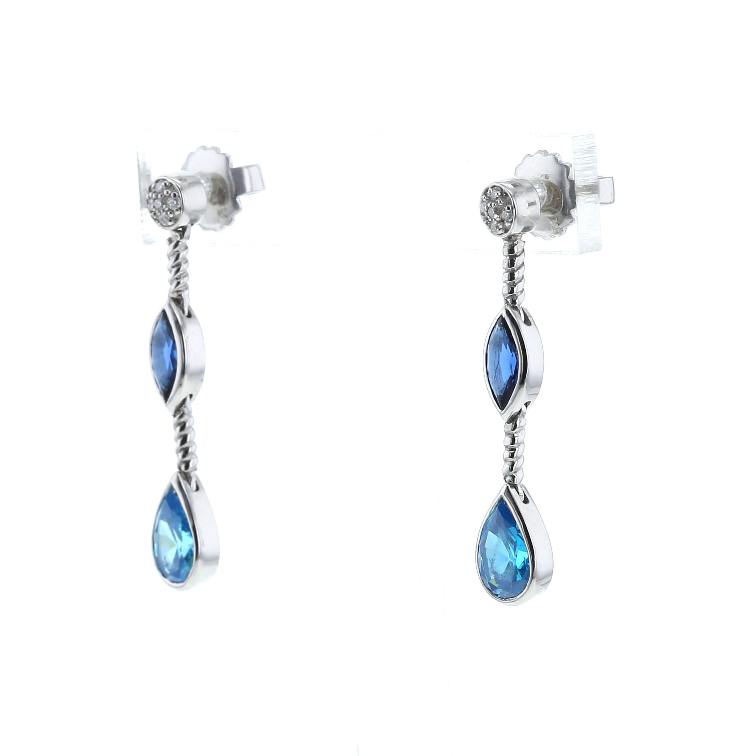 David Yurman pendants earrings in silver, diamonds, topaz and cordierite - Detail D1