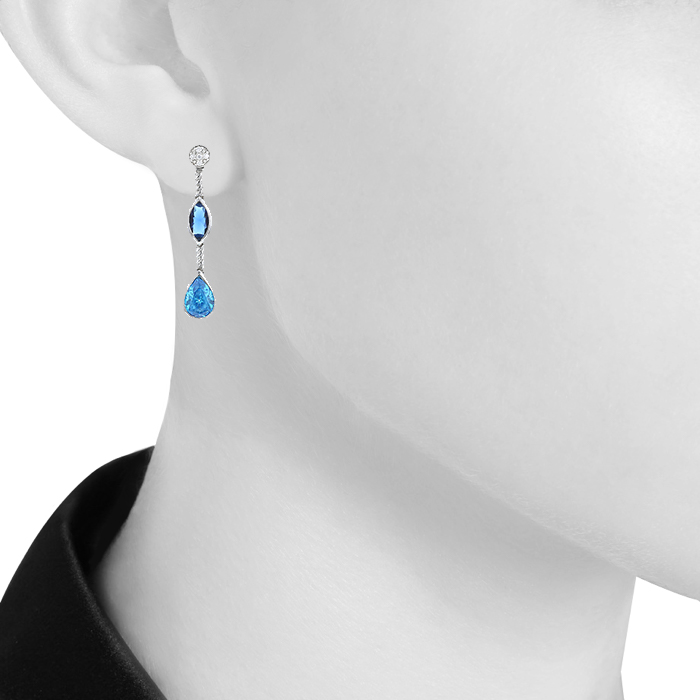 David Yurman pendants earrings in silver, diamonds, topaz and cordierite - Detail D3