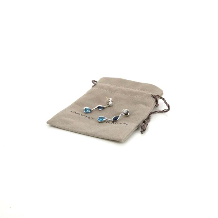 David Yurman pendants earrings in silver, diamonds, topaz and cordierite - Detail D4