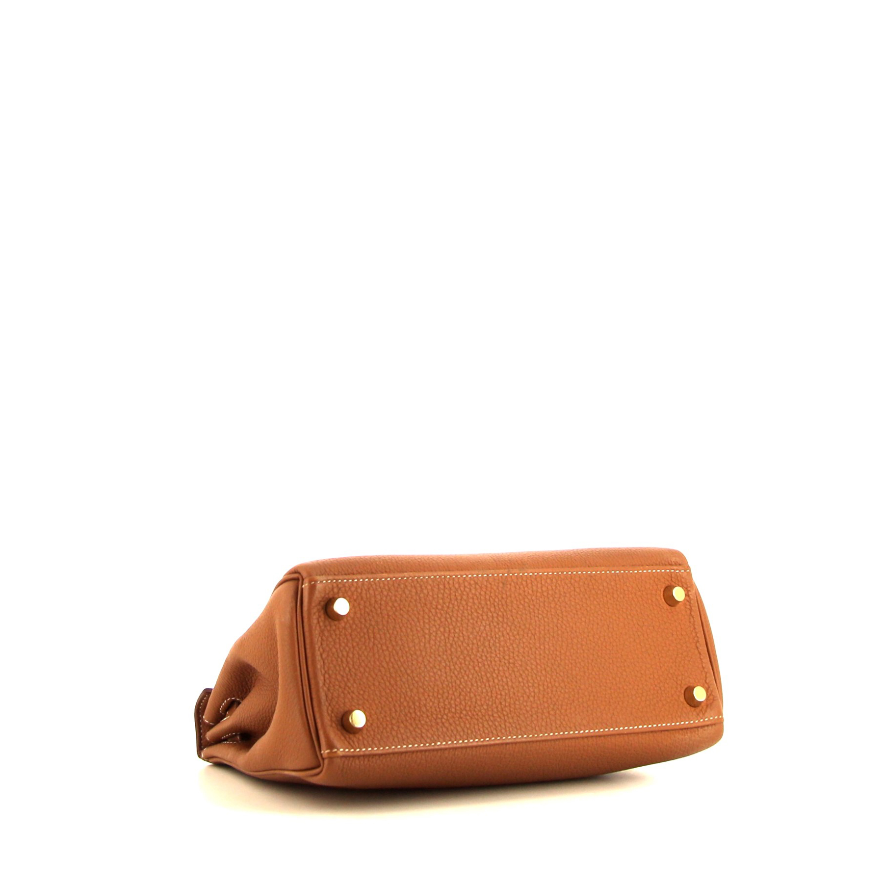 Sac à main Hermes Kelly 25 cm en cuir togo gold - Detail D5