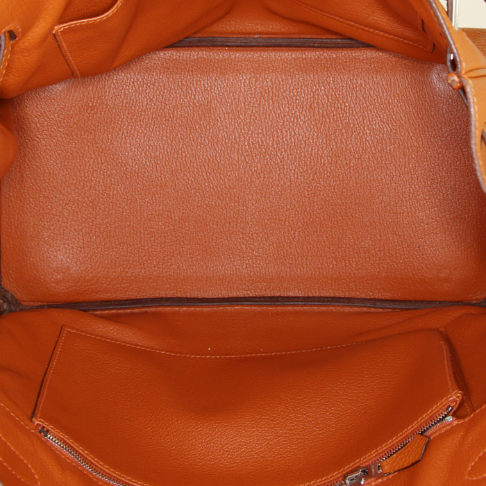Hermes Birkin 35 cm handbag in orange togo leather - Detail D2