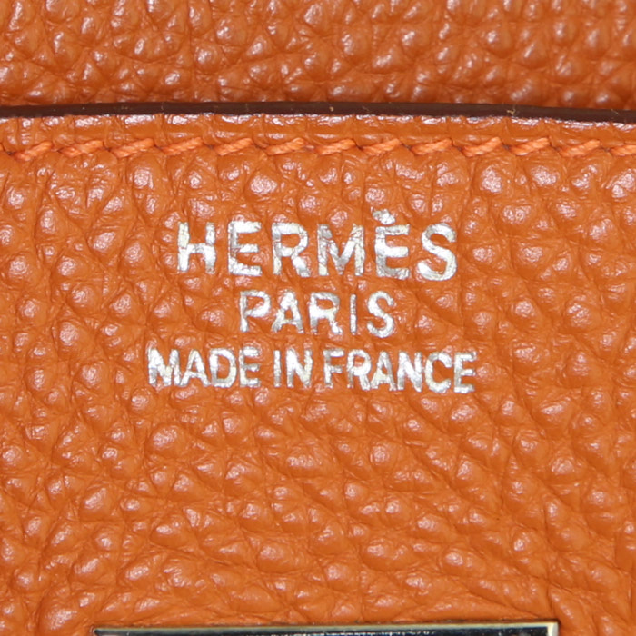 Sac à main Hermes Birkin 35 cm en cuir togo orange - Detail D3