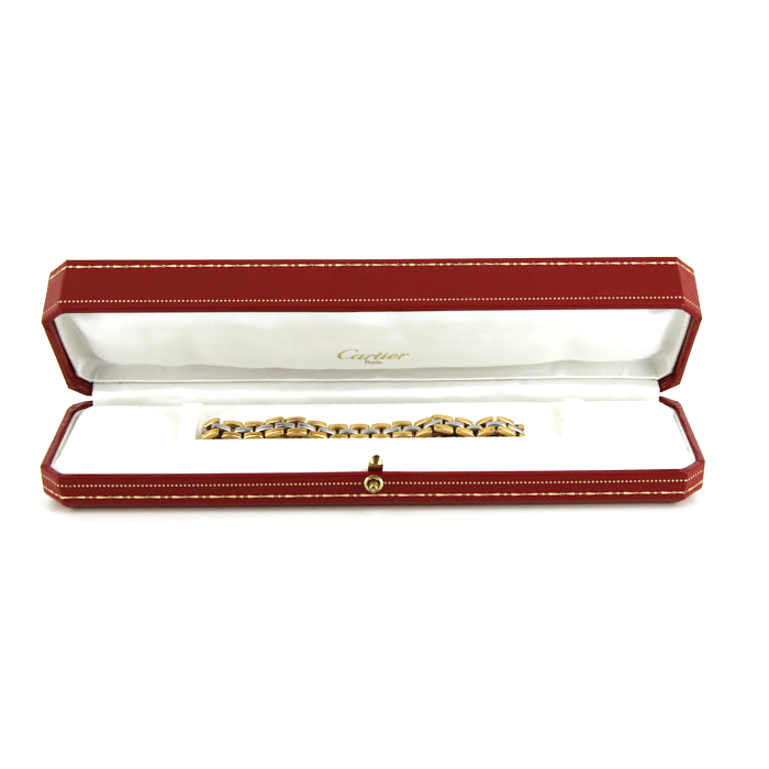 Flexible Cartier Maillon Panthère bracelet in stainless steel and yellow gold - Detail D2