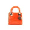 Borsa a tracolla Dior Mini Lady Dior in coccodrillo arancione - 360 thumbnail