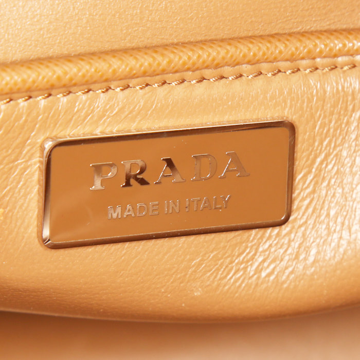 Borsa Prada Galleria modello grande in pelle saffiano nera marrone e bianca a righe - Detail D4