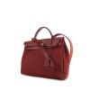Hermès Herbag shoulder bag in burgundy leather and burgundy canvas - 00pp thumbnail
