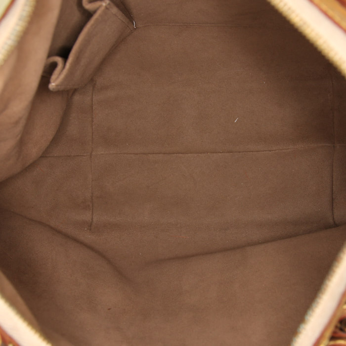 Bolso de mano Louis Vuitton Greta en lona Monogram multicolor negra y cuero natural - Detail D2