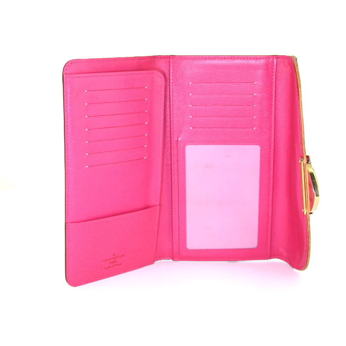 Louis Vuitton Eugenie wallet in black multicolor monogram canvas and natural leather - Detail D2