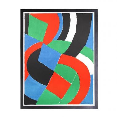 Sonia Delaunay, Sans titre, lithographie en couleurs sur papier, signée, datée, numérotée et encadrée, de 1962