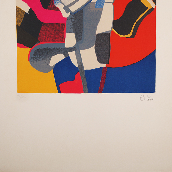Maurice Estève, "Bougri", lithographie en couleurs sur papier, signée, numérotée et encadrée, de 1974 - Detail D1