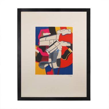 Maurice Estève, "Bougri", lithographie en couleurs sur papier, signée, numérotée et encadrée, de 1974