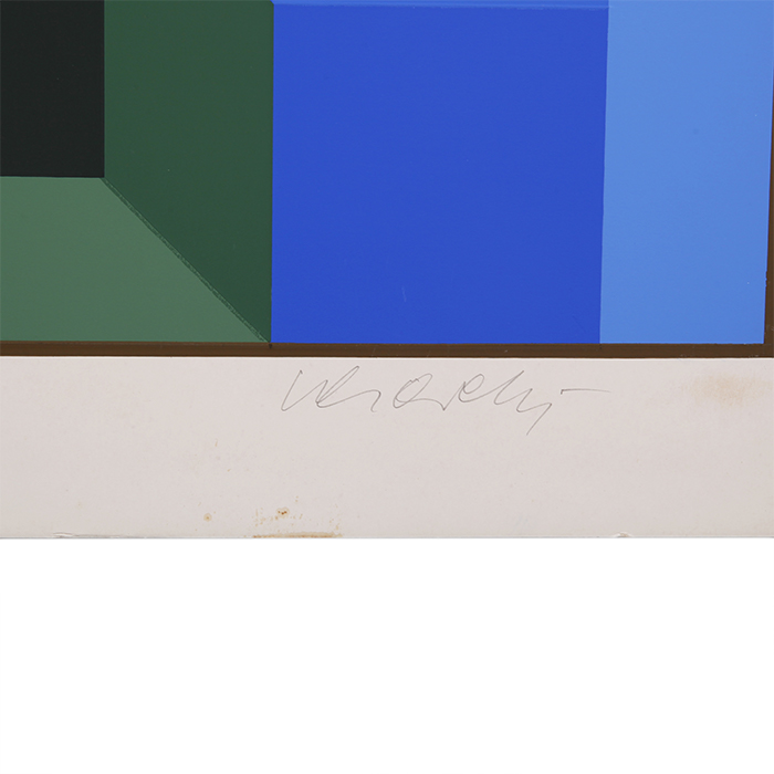 Victor Vasarely, "Deuton J.B.", sérigraphie en couleurs sur papier, tirage limité, signée et encadrée, de 1969 - Detail D1