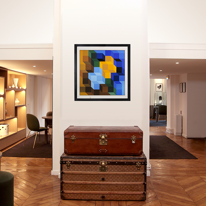 Victor Vasarely, "Deuton J.B.", sérigraphie en couleurs sur papier, tirage limité, signée et encadrée, de 1969 - Detail D3