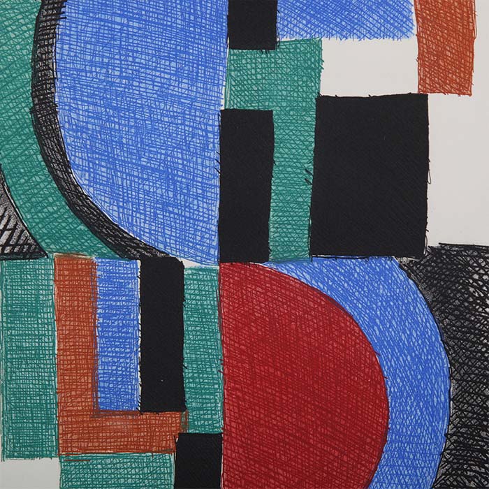 Sonia Delaunay, "Composition", etching and aquatint on paper, signed, numbered and framed, of 1966 - Detail D3