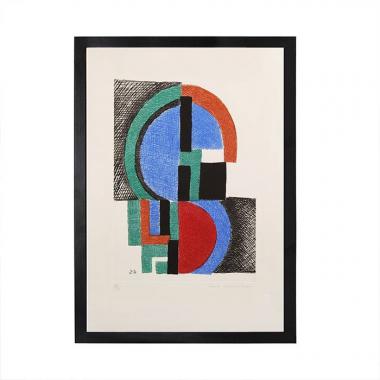 Sonia Delaunay, "Composition", eau-forte et aquatinte sur papier, signée, numérotée et encadrée, de 1966