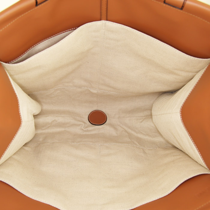 Bolso Cabás Loewe Cushion en lona azul marino y cuero marrón - Detail D2