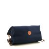 Loewe Cushion shopping bag in navy blue canvas and brown leather - Detail D4 thumbnail