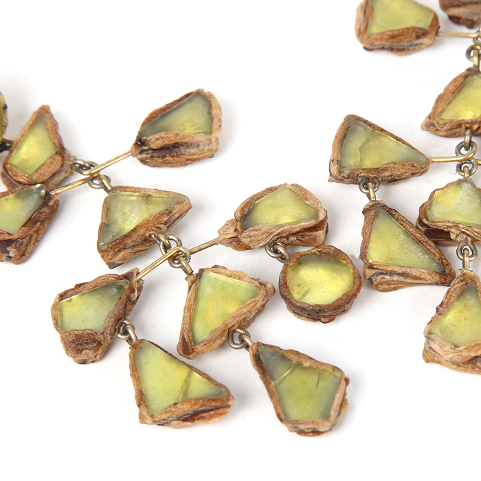 Line Vautrin, "Calder" or "Mobiles", pair of ear clips, in talosel and mirror inlayed, around 1960