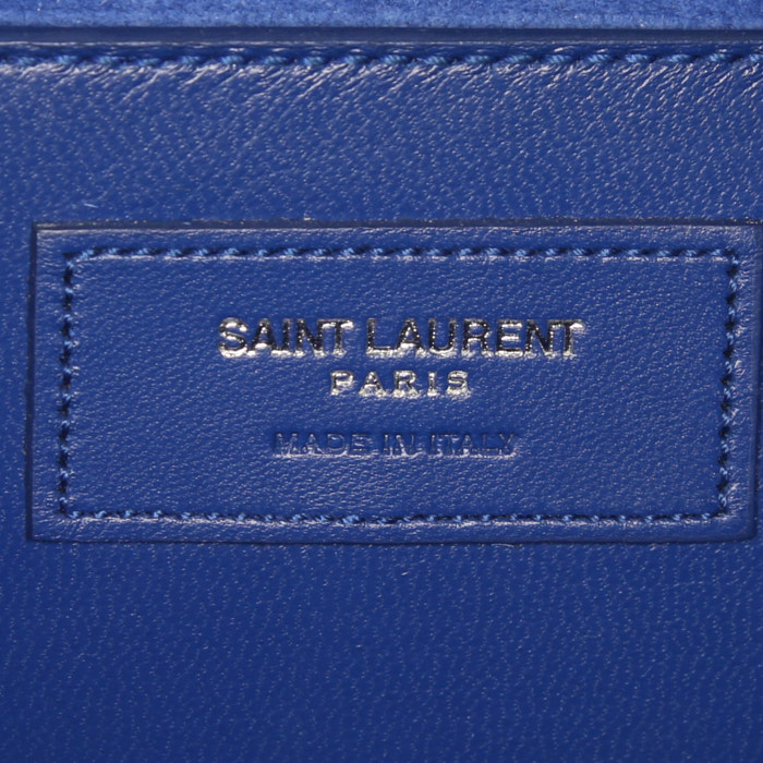 Sac bandoulière Saint Laurent Kate en python bleu - Detail D4