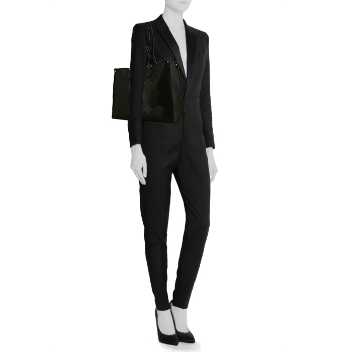 Shopping bag Louis Vuitton Onthego modello grande in pelle monogram con stampa nera - Detail D2