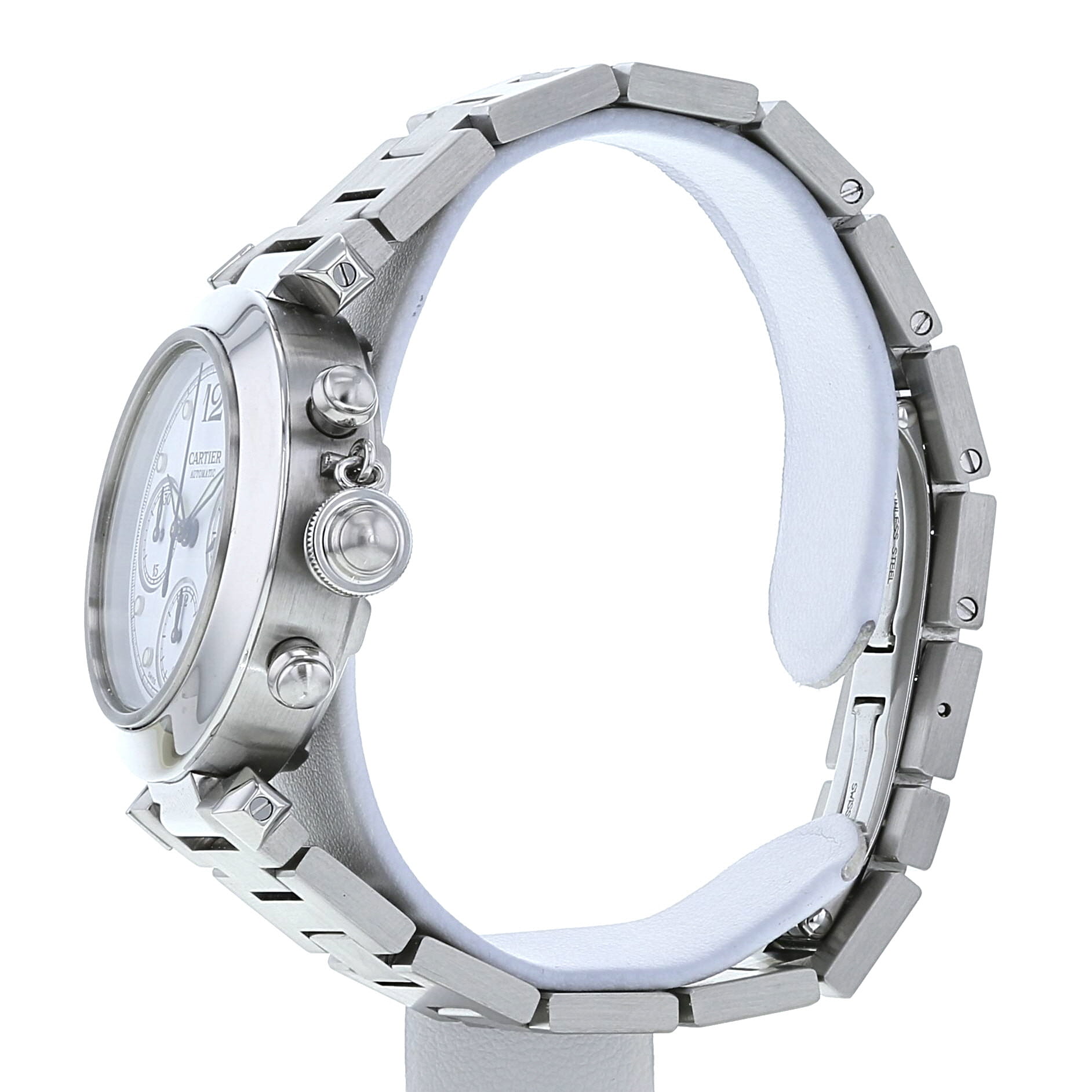 Cartier Pasha Chrono watch in stainless steel Ref:  2412 Circa  1999 - Detail D3