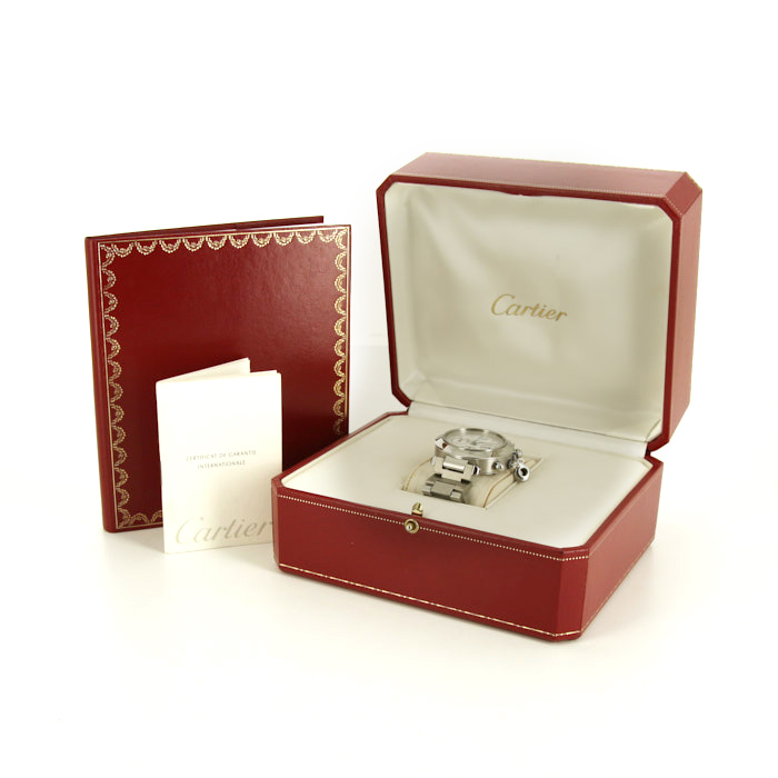 Cartier Pasha Chrono watch in stainless steel Ref:  2412 Circa  1999 - Detail D5