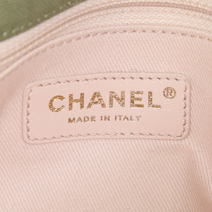 Borsa Chanel Timeless in jersey verde kaki e marrone - Detail D4