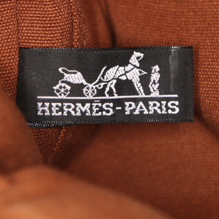 Bolso Cabás Hermes Toto Bag - Shop Bag en lona y cuero marrón - Detail D3