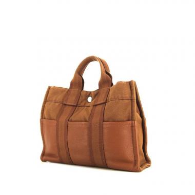 Shopping bag Hermes Toto Bag - Shop Bag in tela e pelle marrone