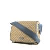 Gucci shoulder bag in beige monogram canvas and blue leather - 00pp thumbnail