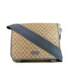 Gucci shoulder bag in beige monogram canvas and blue leather - 360 thumbnail